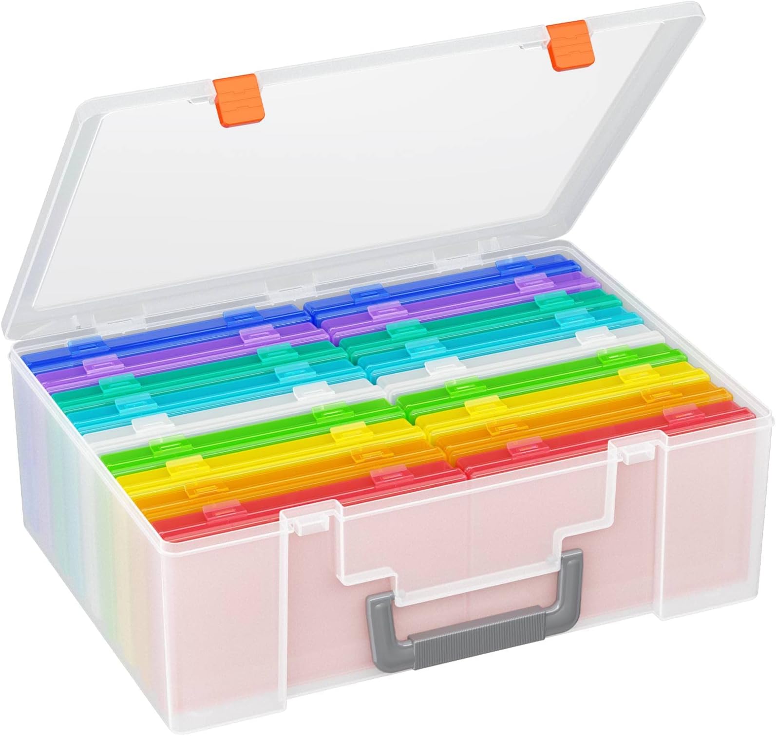 Barhon Photo Storage Box 4x6 Pictures, 18 Inner Seed Storage Organizer Extra Large, Photo Organizers Keeper Photo Cases Picture Storage (Rainbow)