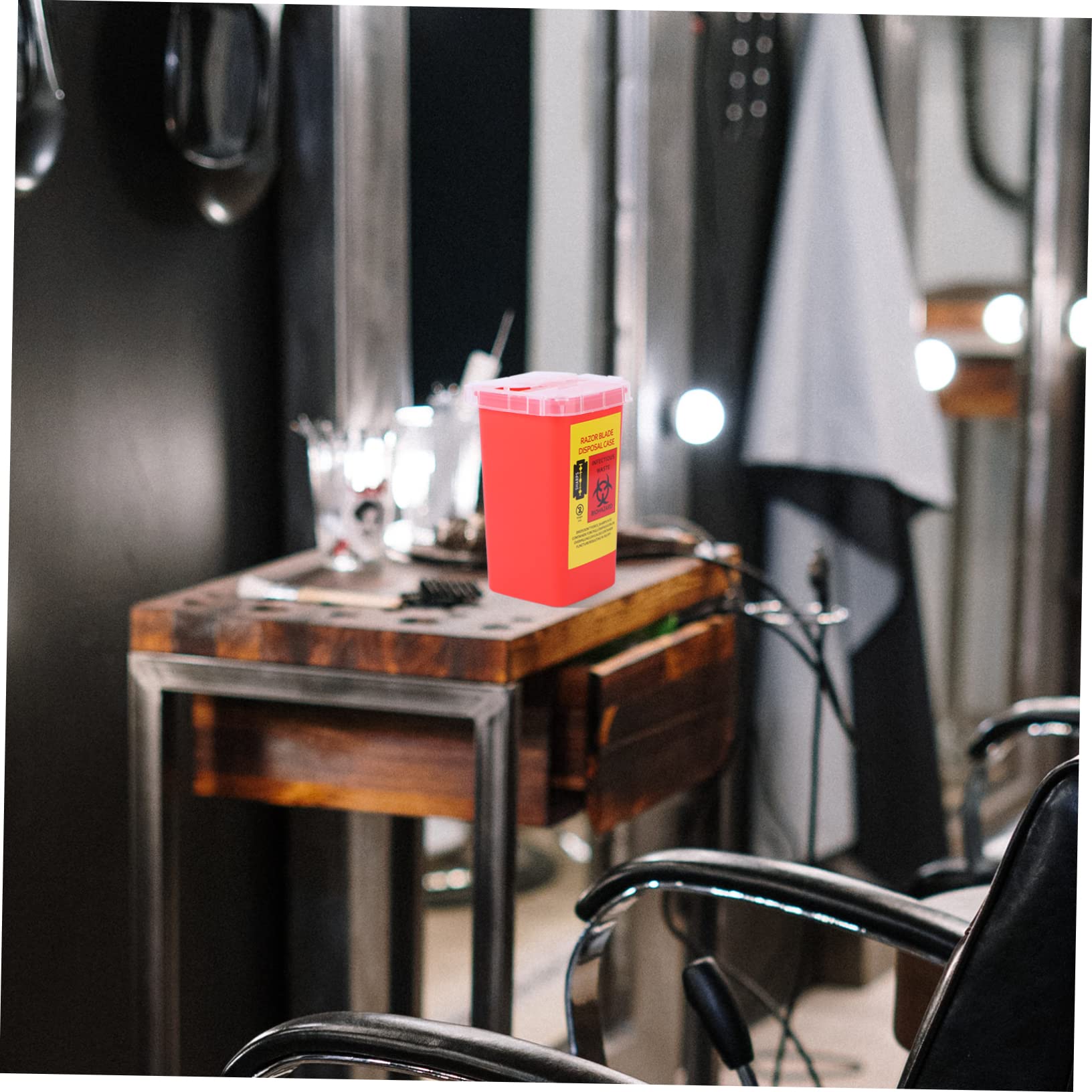 LALAFINA 5piezas Caja De Almacenamiento Para Desechar Cuchillas De Afeitar Contenedor De Plástico Para Reciclaje Barberías y Salones Diseño Seguro Tapa Resistente y Ligera Roja