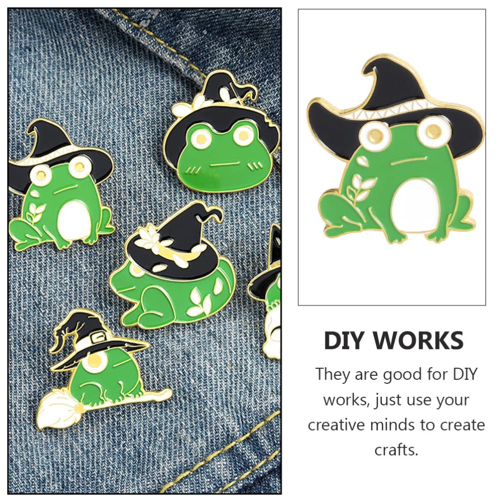 KKXXYQFC 10 ück Frosch-Brosche, einzigartige Anstecknadeln, Retro-Rucksack, Kleidung, Kristalldekor, Vintage für Damen, Damenschmuck, Legierung, Cartoon-Zauberer-Hut, Student
