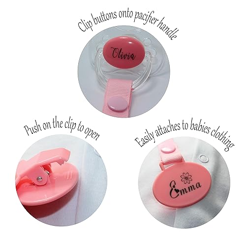 Miniatura 3 de Regalos personalizados para bebés clip de chupete personalizado con nombre, 0-6 meses, 6-18 meses, diseño inicial floral, regalos personalizados