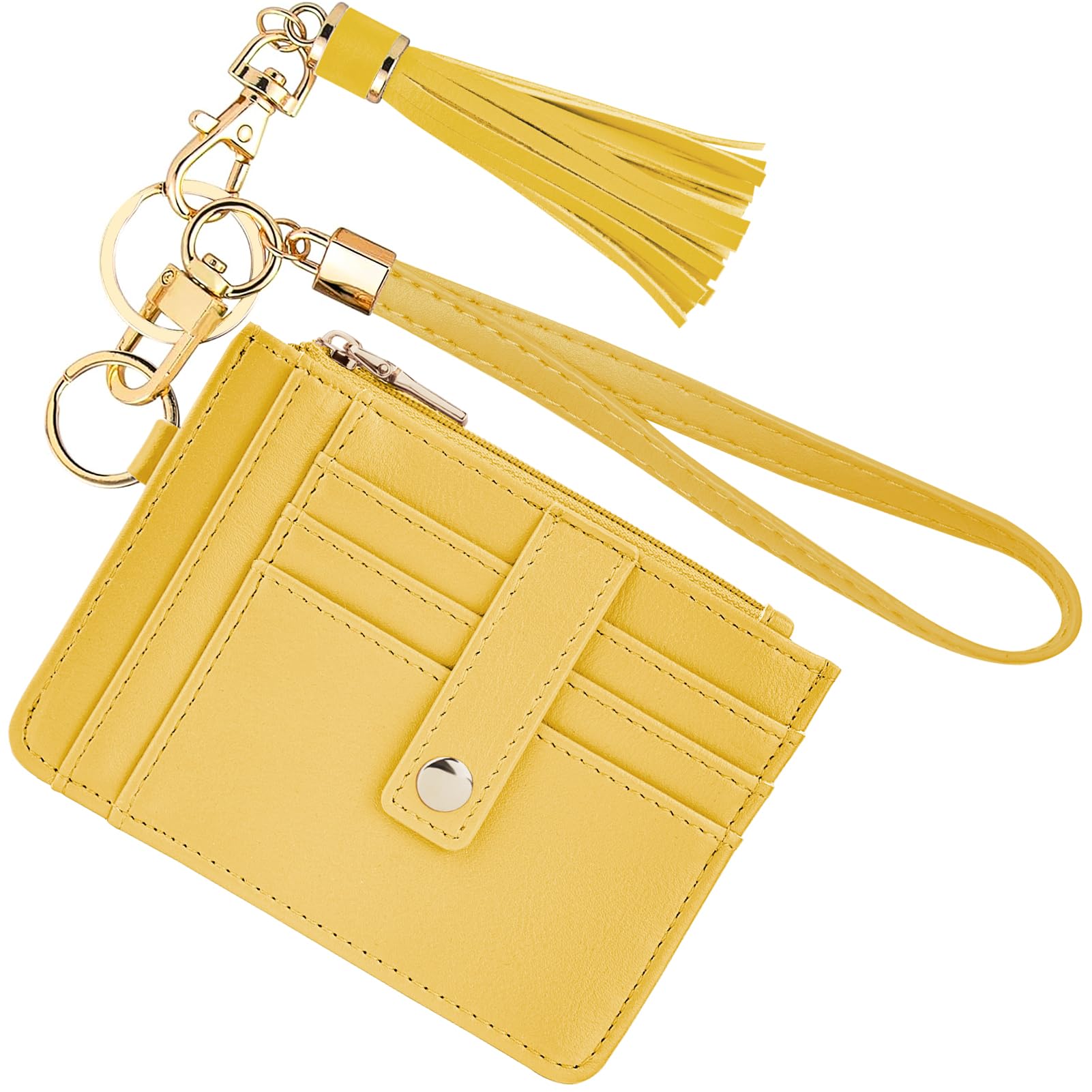 KNGITRYI Small Wristlet Wallets for Women RFID Credit Card Holder Wallet Keychain Wristlet Wallet Credit Card Wallets for Women (Yellow)