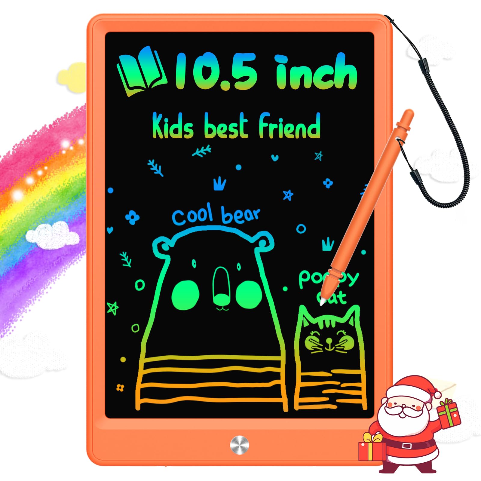 LCD Writing Tablet Doodle Board, Colorful Drawing Pad, Electronic Drawing Tablet, Drawing Pads,Travel Gifts for Kids Ages 3 4 5 6 7 8 Year Old Girls Boys (10.5 inch, Orange)