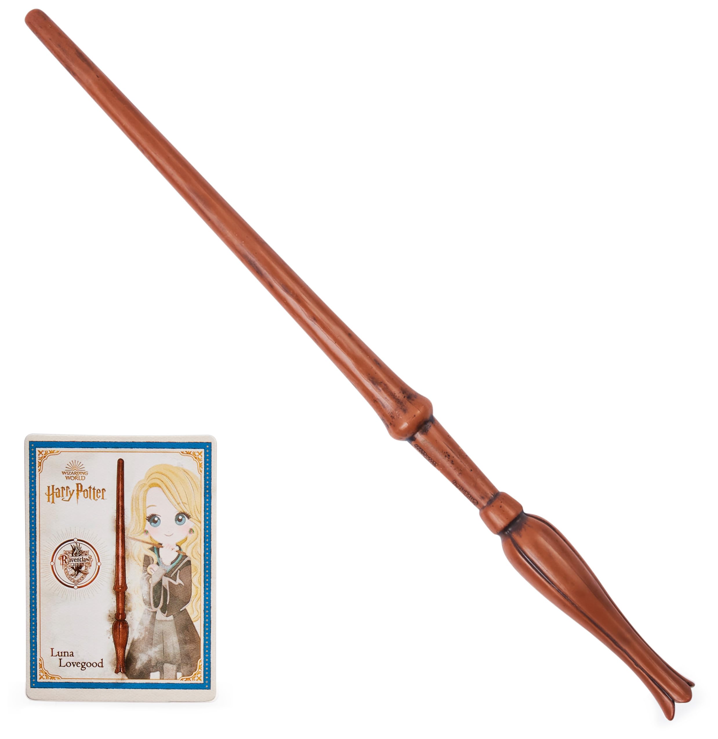 Official Wizarding World, Authentic 12-inch Spellbinding Luna Lovegood Wand with Collectible Spell Card Kids’ Harry Potter Fancy Dress Role Play Toys for Ages 6 and up