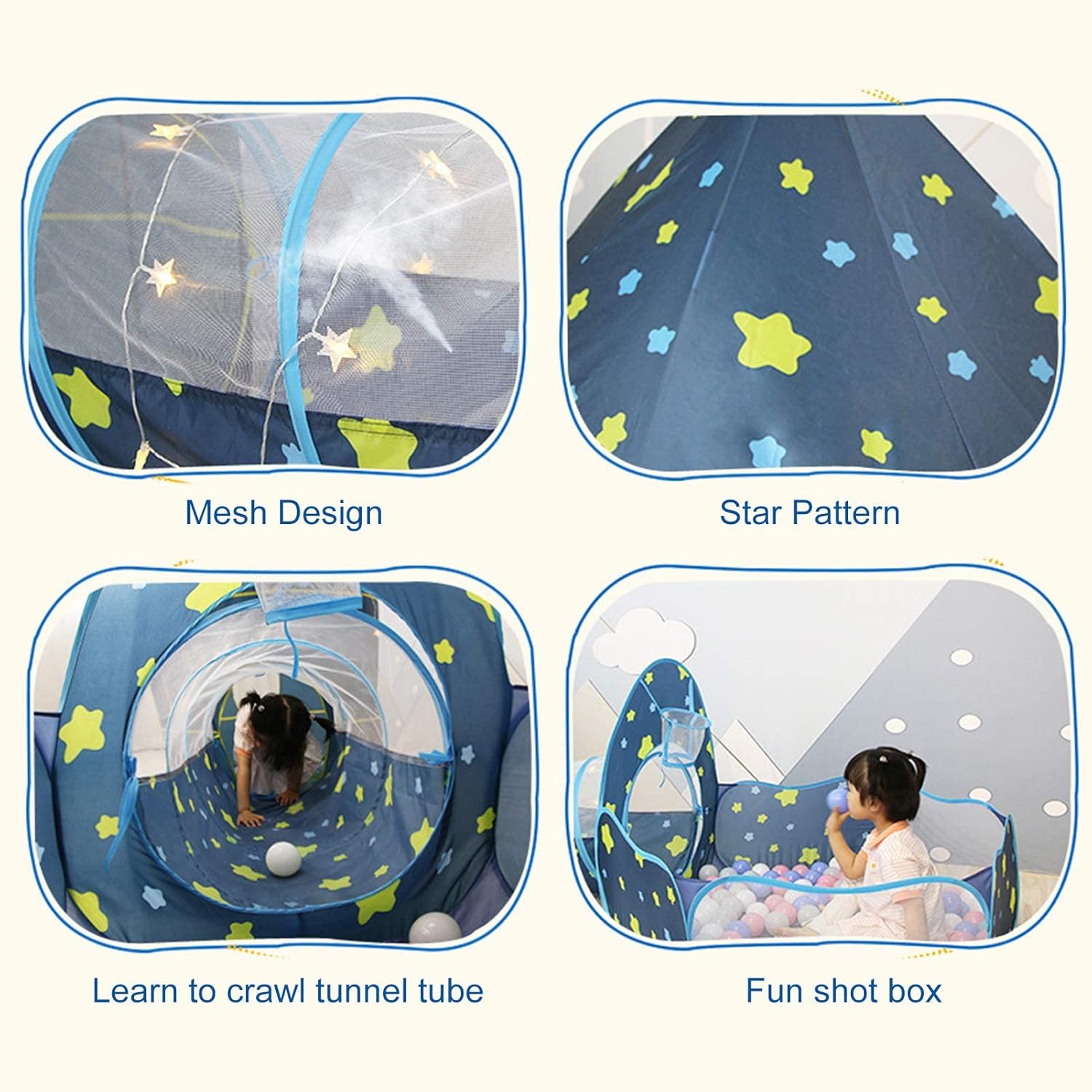 🌳 Outdoor Pop-up Play Tent with Tunnel