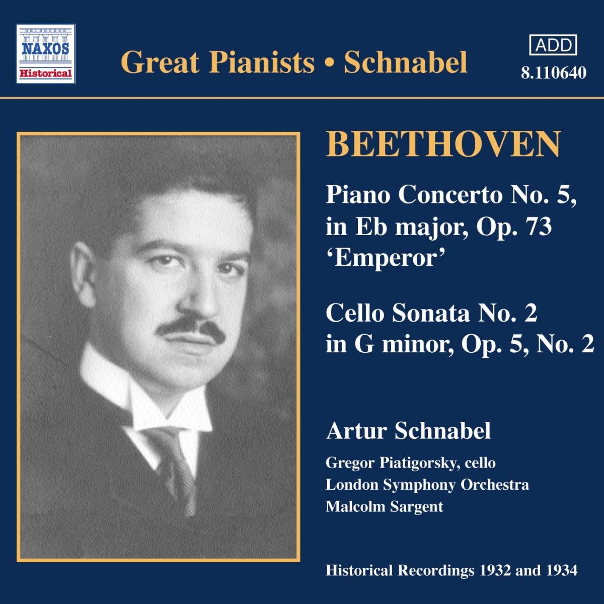 Klavierkonzert Nr.5 / Cello [Audio CD] Artur Schnabel; Beethoven and Ludwig van Beethoven