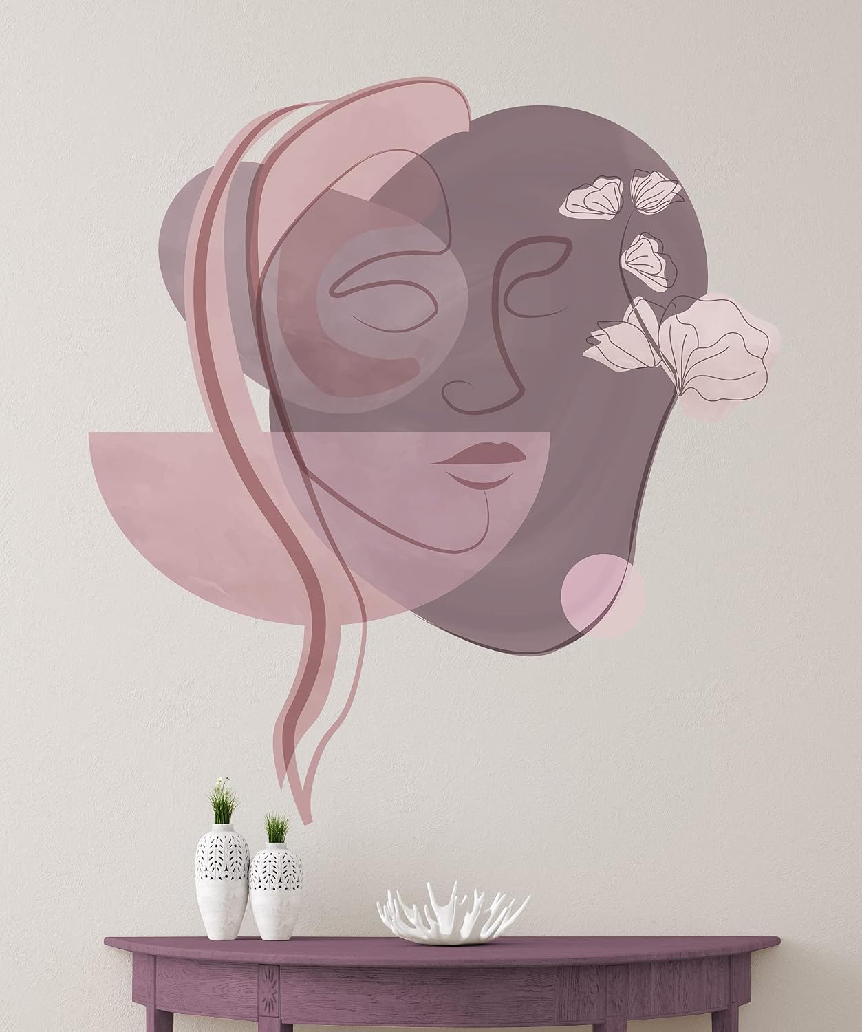 Bedroom Idea for Women, Wall Decor Bohemian, Office Decor for Women, Abstract Wall Art Sticker, Abstract Woman Painting Room Decor ror Women KA687 (Soft Grass Green, 40" x 43" inches)