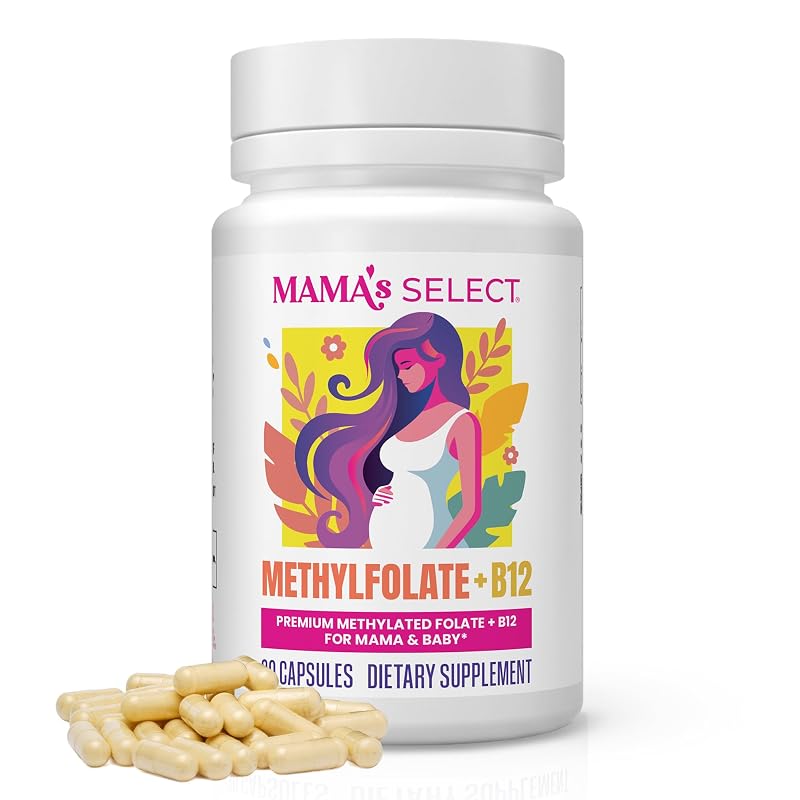 Mama's Select – Suplemento pré-natal com metilfolato e vitamina B12 – 30 cápsulas
