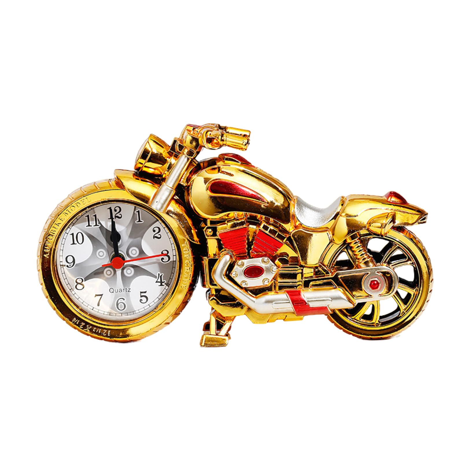 Cydzsra Double Gold Heavy Sleeper Alarm Clock Motorcycle Clock Rise And Shine Abs Motorcycle Alarm Super Loud,
