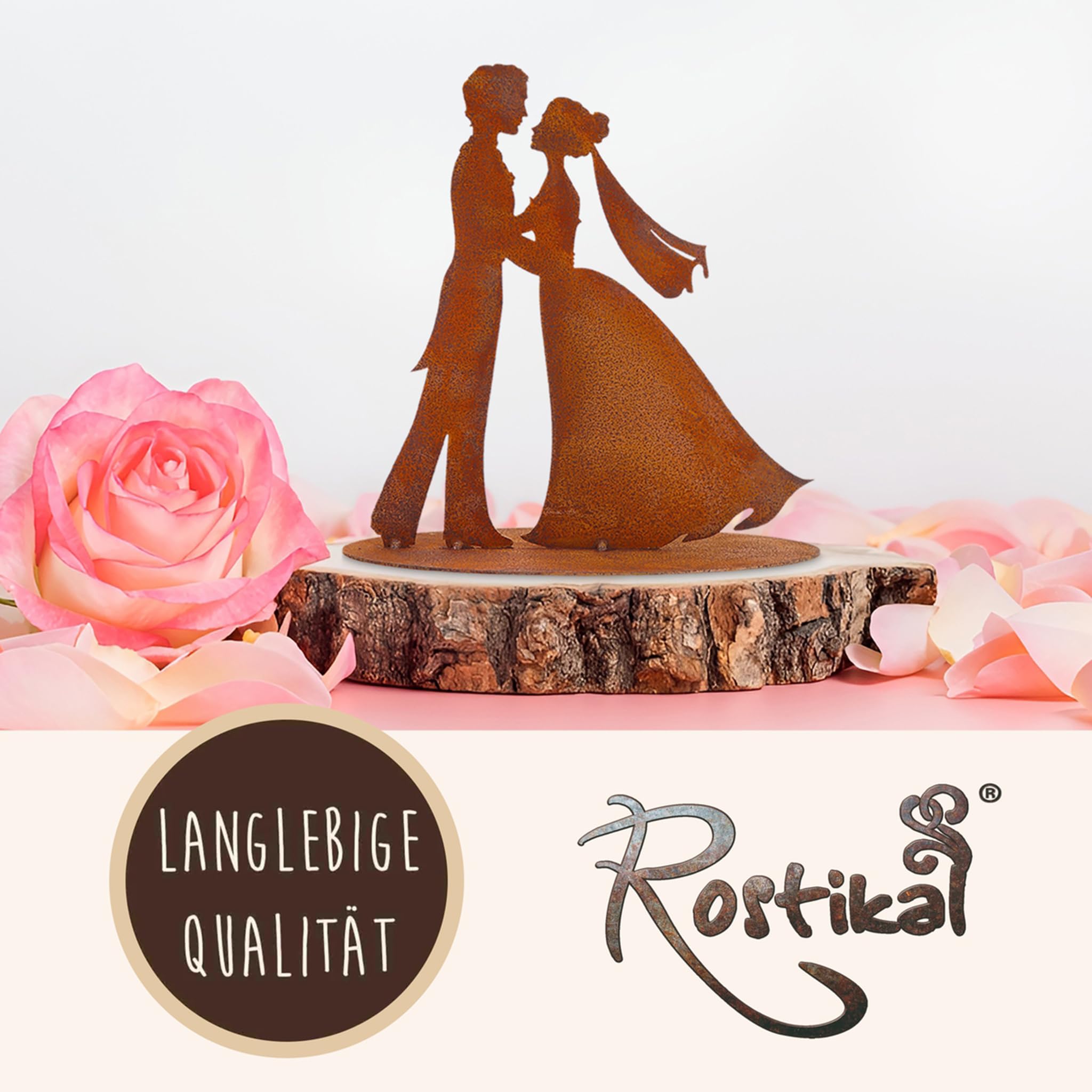 Rostikal Brautpaar Figur 50cm - einzigartiges Hochzeitsgeschenk für Tischdeko - Dekorative Rost Metall Deko Figur ideal für Jede Hochzeitsfeier – Handgefertigt