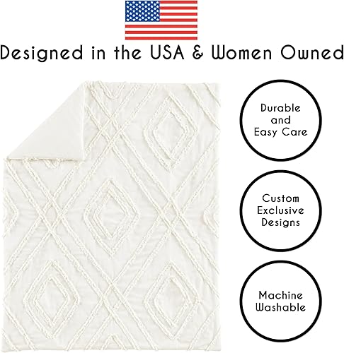 Miniatura 4 de Sweet Jojo Designs Juego de ropa de cama para cuna de bebé de 4 piezas (100% algodón blanco roto bohemio chic) para niños o niñas, bebésguardería