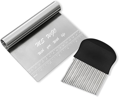 Picador de verduras, raspador de banco, picador de alimentos, cortador de pizza, cortador de arrugas, acero inoxidable para verduras, cortador de