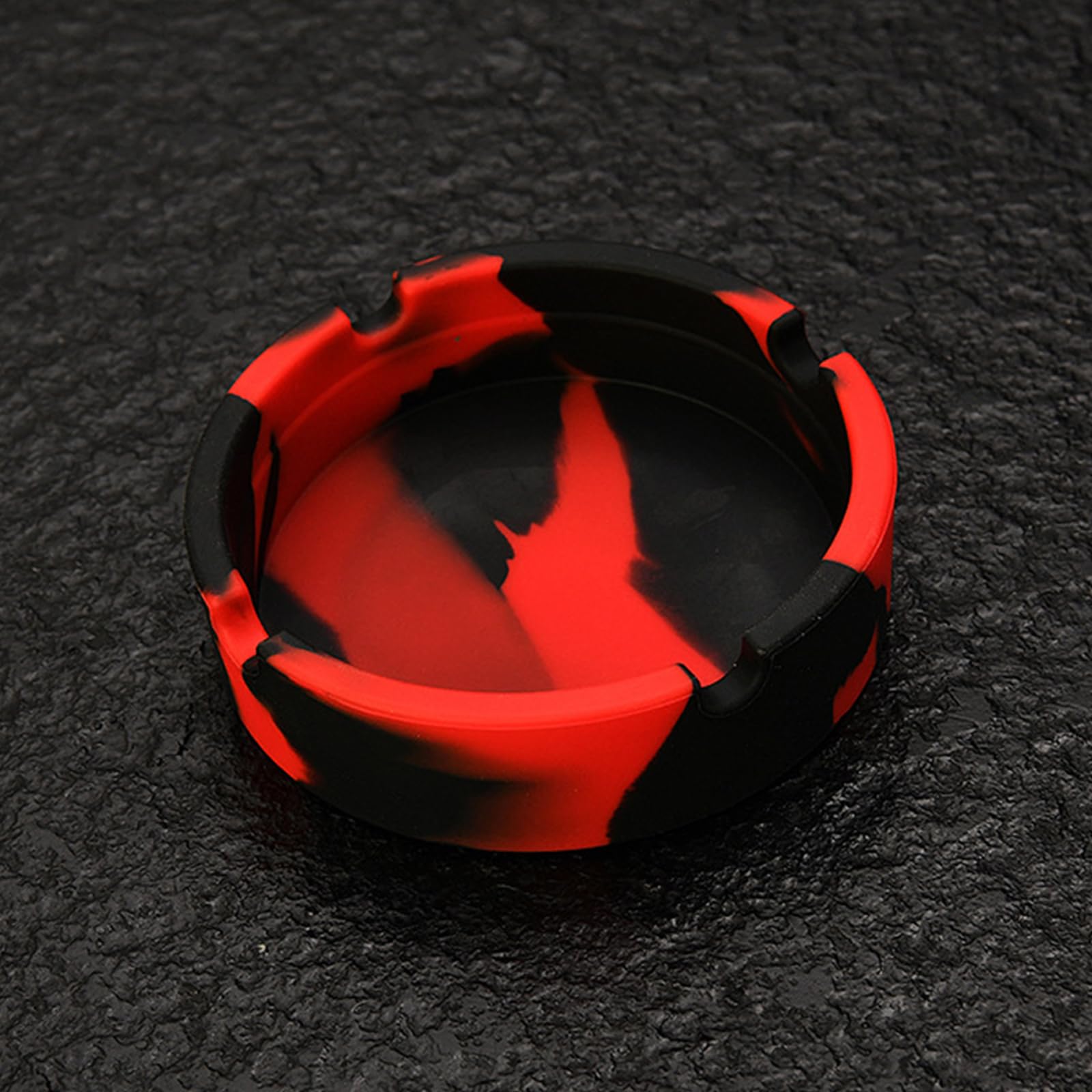 Unbreakable & Washable Ashtray Silicone Heat Resistant Round Ash Tray, for Outdoor Restaurant, Indoor (Red Black) - Image 3