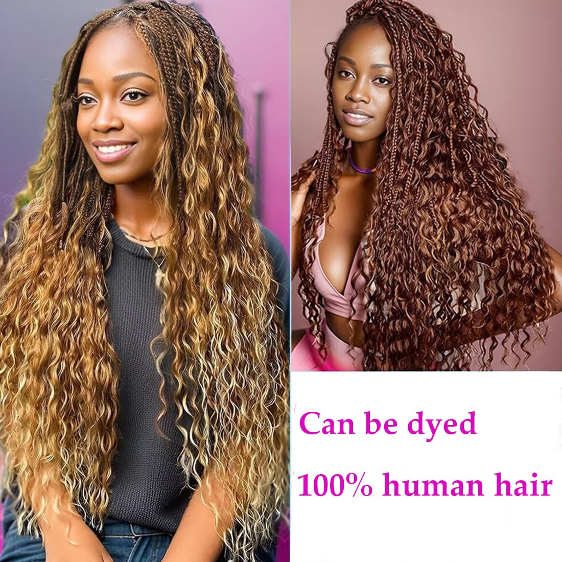 22 Inch Deep Wave Brazilian Virgin Hair Bundles for Boho Braids Amazon.com : AKONSOUL 22 Inch Human Braiding Hair for Boho  main image 4