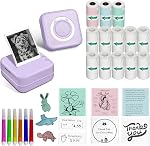 Aptika Sticker Printer - Print Pod 2.0 Mini Printer with 14 Rolls Sticky Paper, Thermarote Portable Sticker Maker Machine, Thermal Label Maker, Thermanote Labeller for Photos Notes Graphics, Black