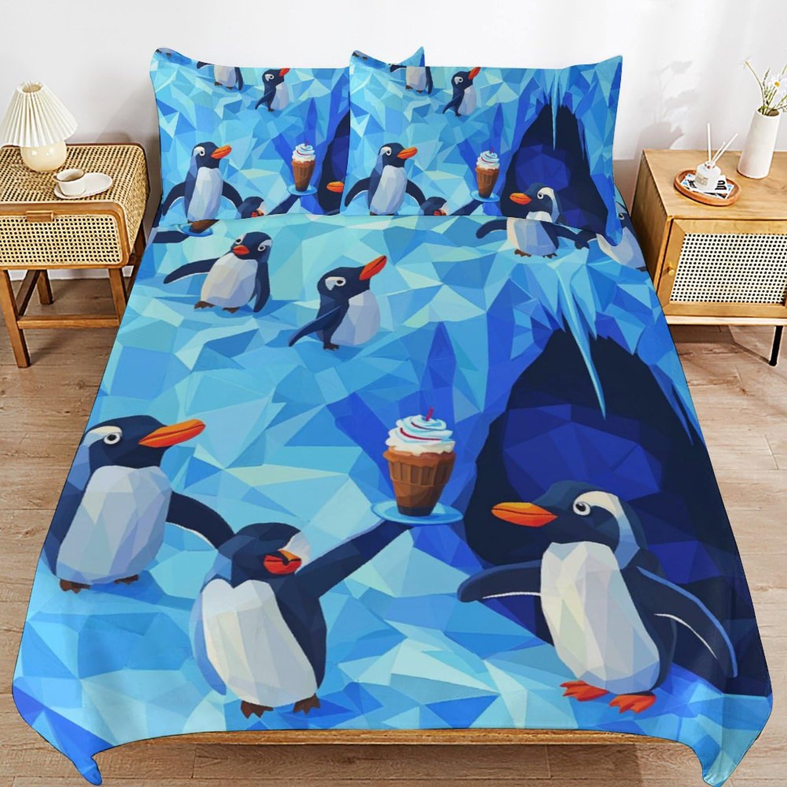 Parure de lit pingouin avec zip invisible pour éviter les couettes qui glissent