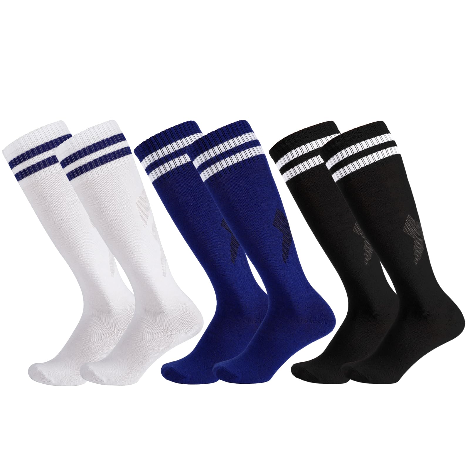 Opopark 3 Pairs Kids Football Socks Boys Football Socks Breathable Non Slip Long Sports Soccer Training, Rugby, Hockey Socks Yellow Orange White For Girls Youth Junior Children 8-12 Years