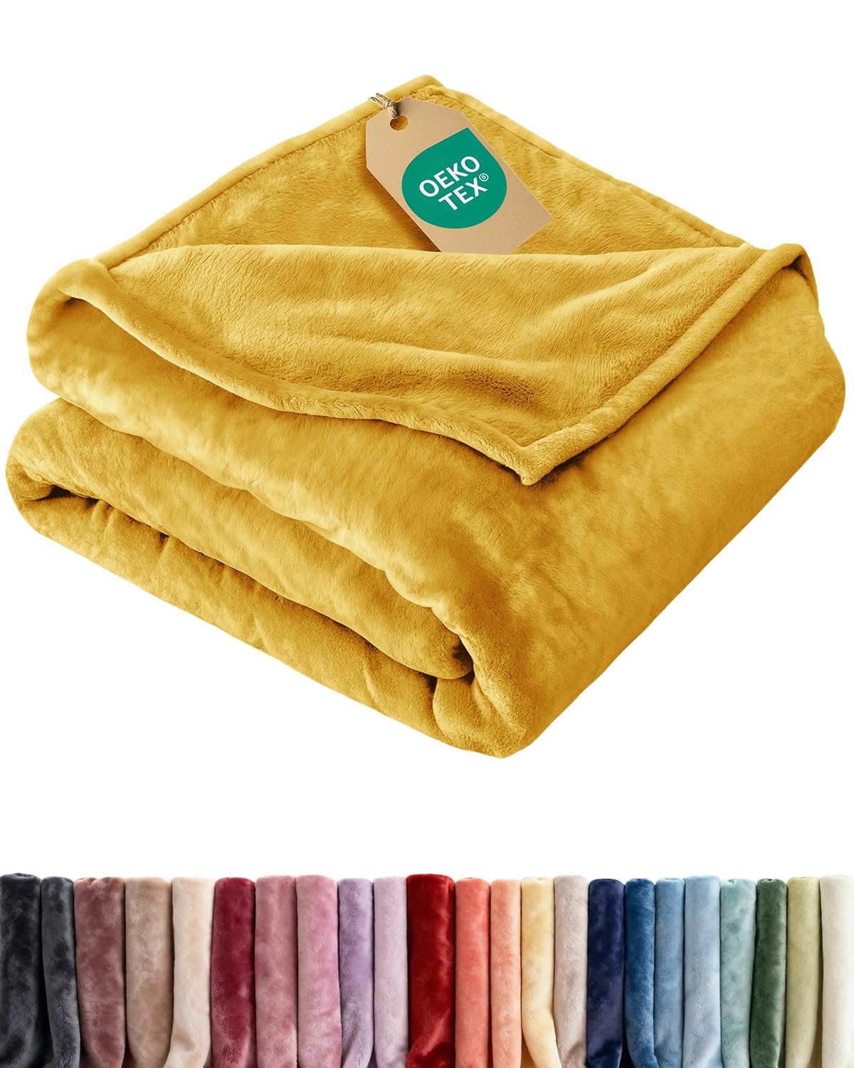 Photo 1 of Ultra Soft Fleece Blanket King Size - Flannel Fleece Luxury King Blanket - Lightweight for Couch Bed Chair - Thick, Warm and Breathable - All Season Cozy Fuzzy, Anti-Static Microplush Bedding, Gold