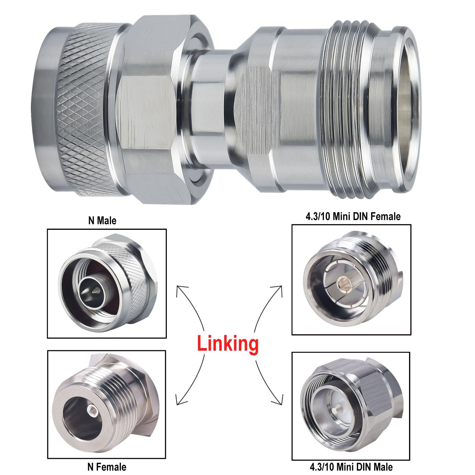 YILIANDUO 4.3/10 Mini DIN Connector Coaxial 4.3-10 Mini DIN Female to N Male Plug Connector RF Straight Adapter Low PIM Adaptor Converter - Image 3