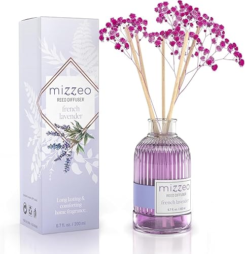 Miniatura 10 de MIZZEO Juego de difusor de junco, 6.76 onzas líquidas, altamente perfumado, difusor de aceite esencial para el hogar, difusor de flores de junco,