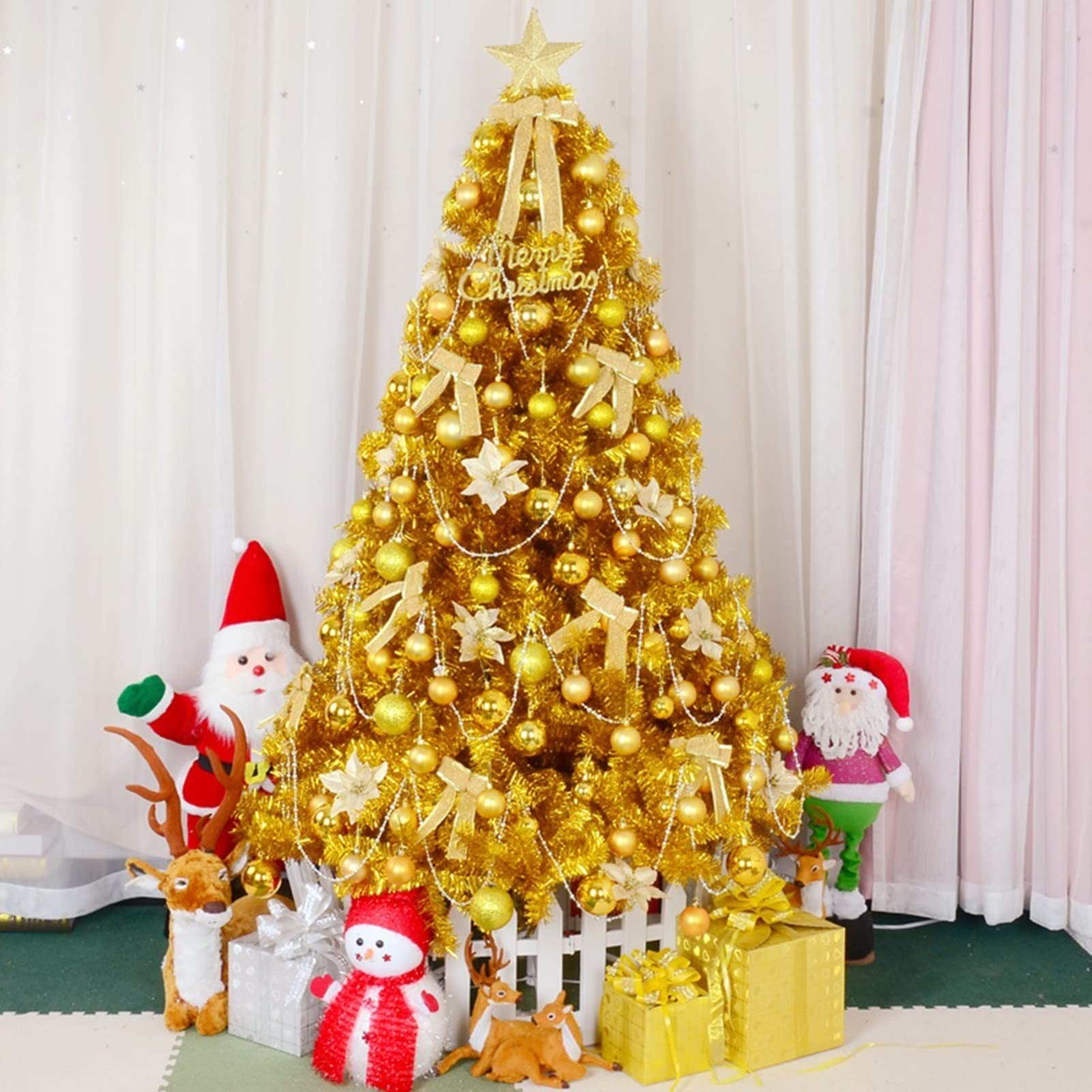 Amazon.co.jp: クリスマスツリー、ゴールデン豪華なモミ、クリスマス