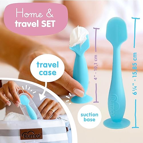 Miniatura 3 de Bumco Baby Bum Brush + Mini espátula de crema para pañales con estuche, espátula de glúteos sin BPA, espátula suave para pañales, aplicador de crema
