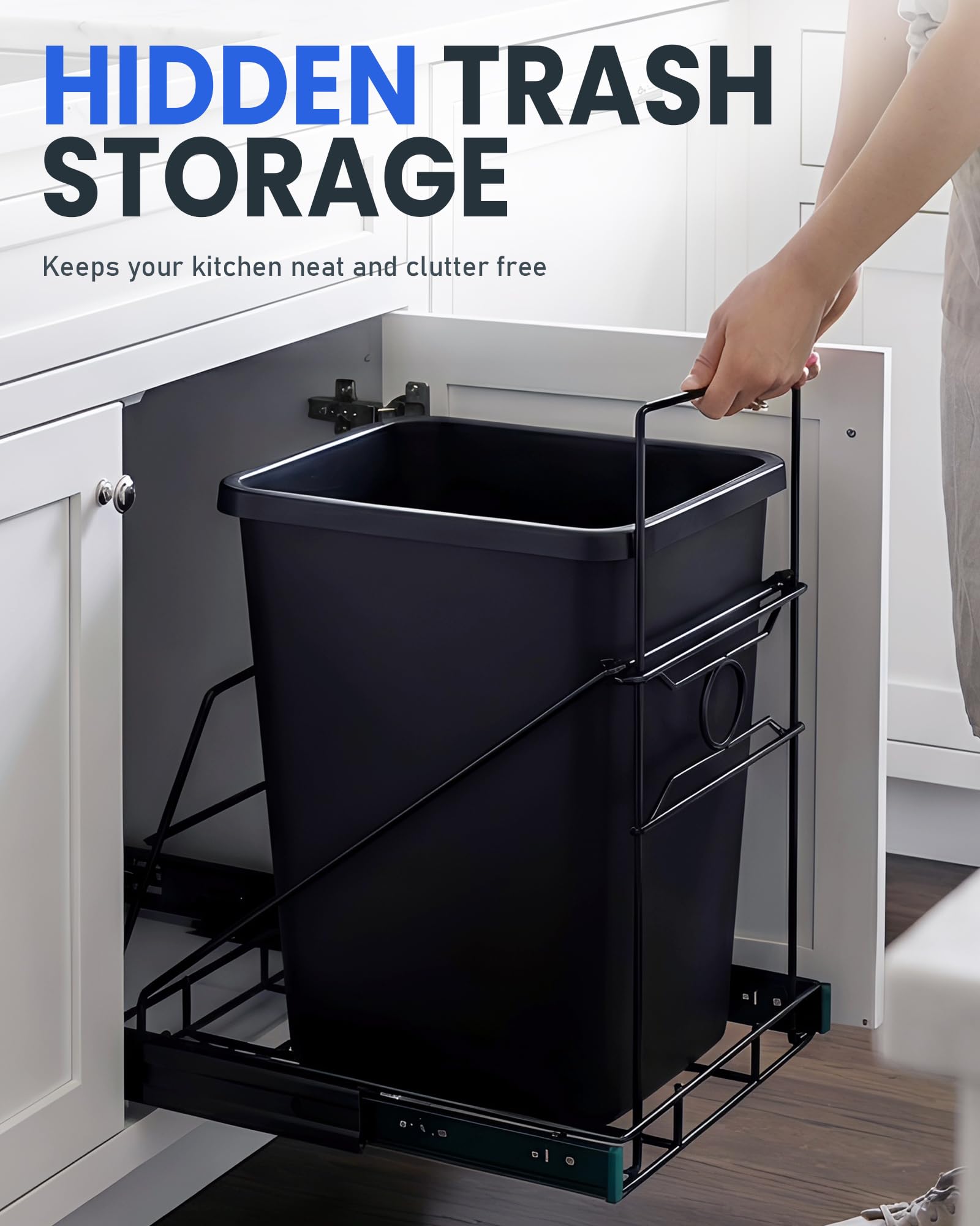 Under Cabinet Trash Can Pull Out Kit - Black -5