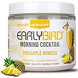 EarlyBird Morning Cocktail - Pineapple Mimosa 45 Servings - Clean Energy Drink (Natural Caffeine), Increased Motivation (Nootropics), Supercharged Hydration (Electrolytes) - Wake Up Early Drink w/