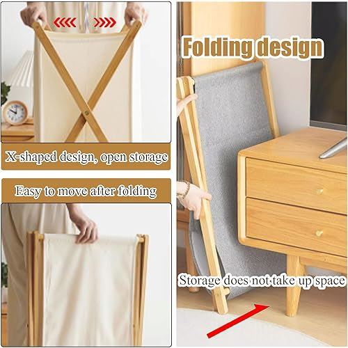 Miniatura 4 de Cesta de lavandería independiente con bolsas deslizantes extraíbles, cestas plegables para ropa sucia, para dormitorio, baño, lavandería (color