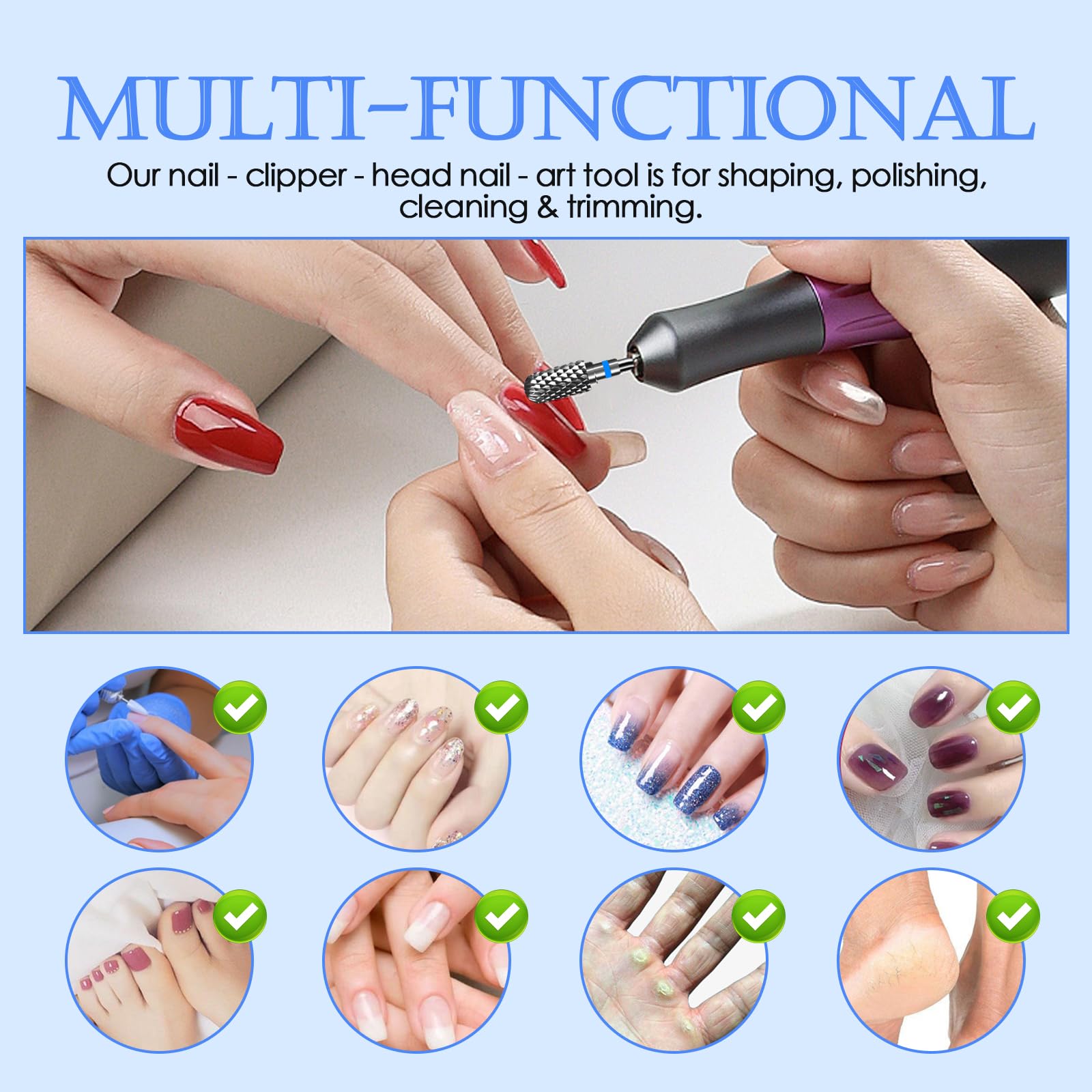 4 punte per fresa per unghie, 2,35 mm, universali, per manicure, pedicure, tagliaunghie, per rimuovere le unghie in gel, per cuticole