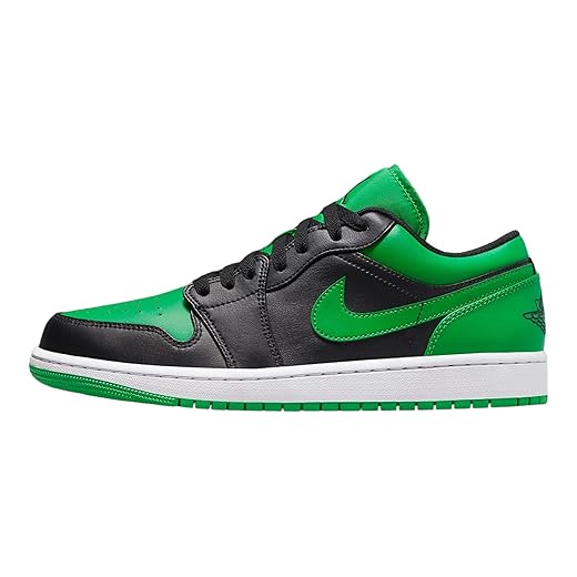 Nike Air Jordan 1 Low Men's Shoes Black/Black-Lucky Green-White 553558-065 10