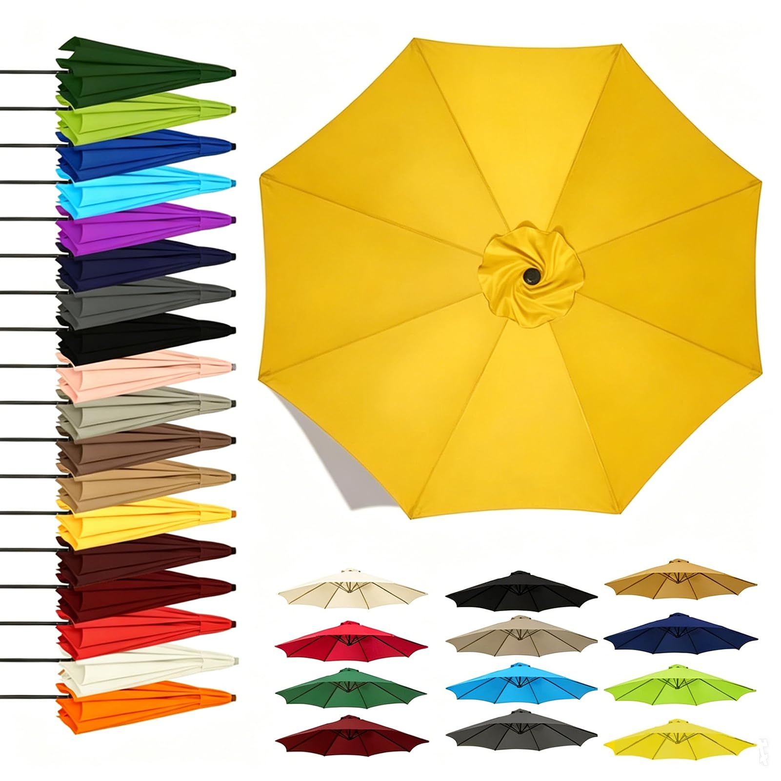 Wymienny baldachim przeciwsłoneczny 6/8 żeber wodoodporny pokrowiec na parasol przeciwsłoneczny, zamiennik markizy na parasol na patio do ogrodu, na basen, tarasy