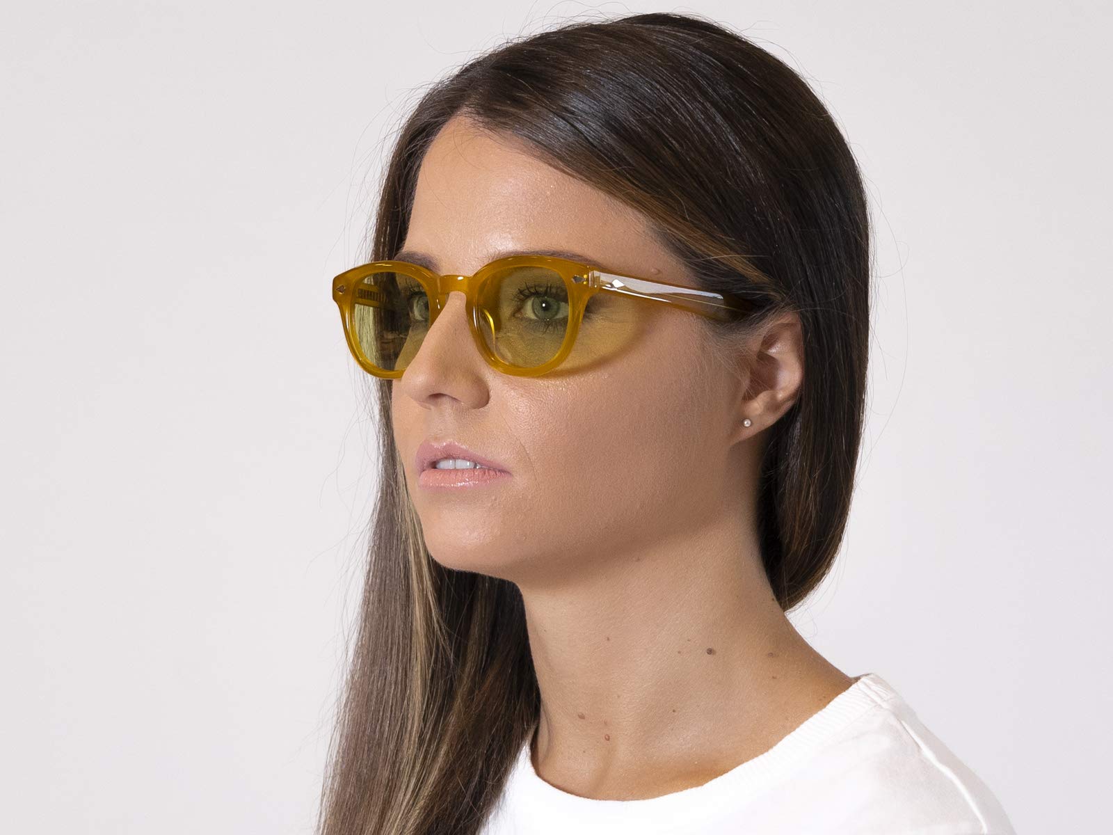 X-LAB 8004 Occhiali da sole stile moscot, 48mm, Giallo/Verde, Unisex