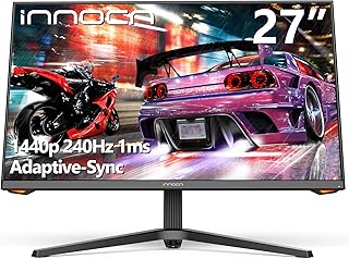 INNOCN 27G1S 27 Inch Gaming Monitor 240Hz 2560 x 1440P QHD G-Sync Compatible HDMI DisplayPort Ultra Thin Desktop Computer PC 1ms Gaming Monitor, 99% sRGB, Eye Care, VESA Mountable, Black