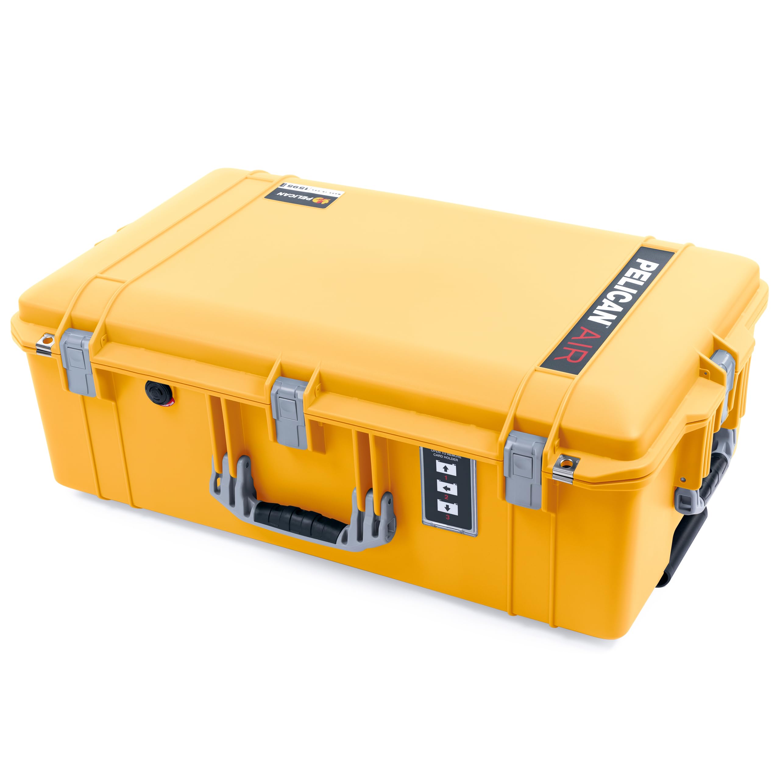 Pelican 1595 Case by ColorCase - Yellow - Large Sized Waterproof Case with Grey Padded Dividers & Convoluted Lid Foam - Silver Handles & Latches