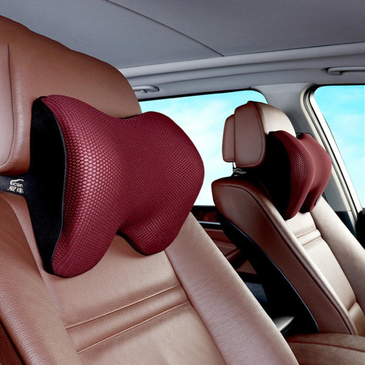 Almohadilla y Alivio del Dolor Cervical Espuma Viscoelástica para Reposacabezas de Coche y Diseño Ergonómico para Soporte Cervical en Viajes