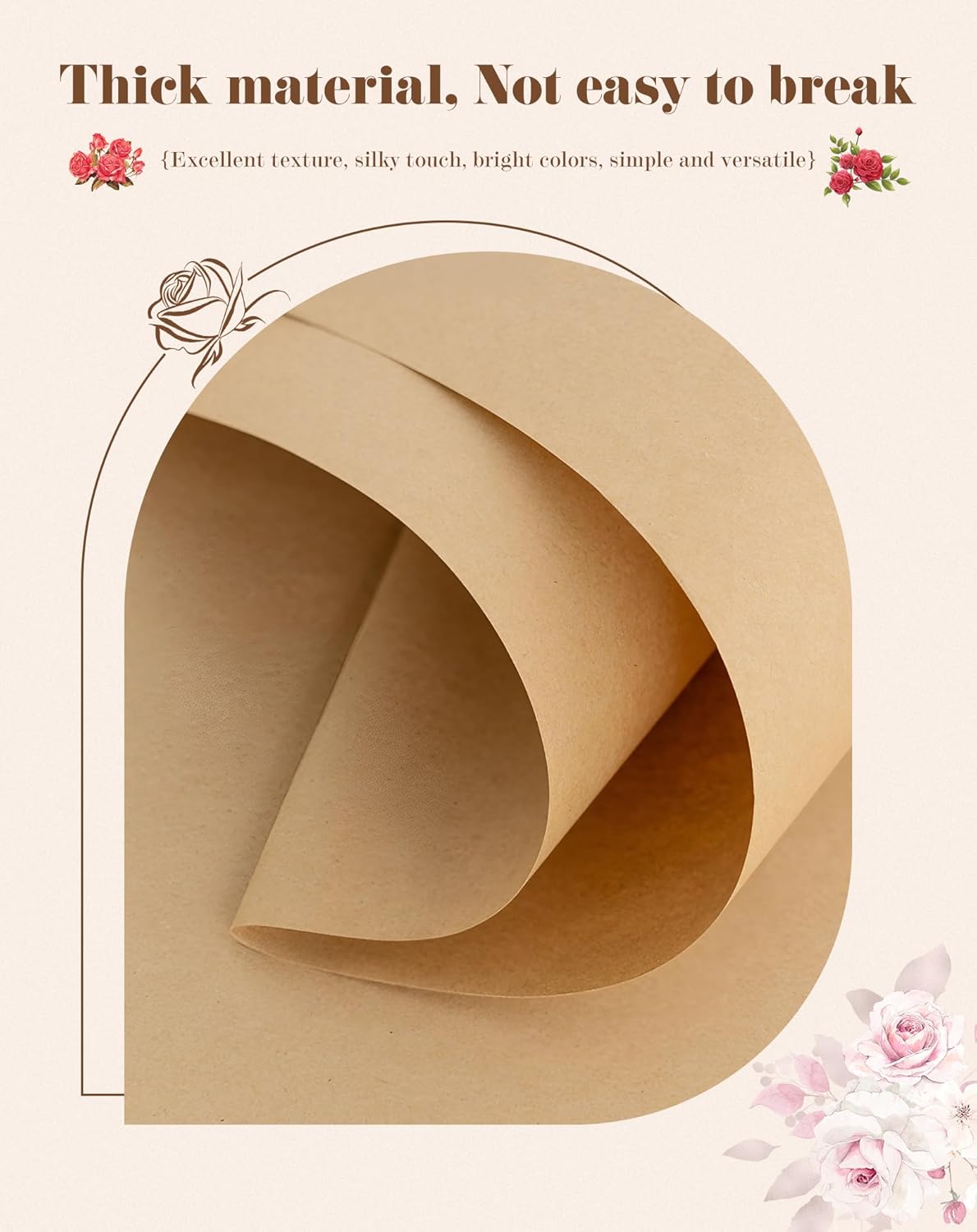 TINGSING 40 Sheets Brown Kraft Paper Sheets for Floral Bouquet,Double-Sided Flower Bouquet Wrapping Paper,Gift Wrapping Decor for Birthdays, Weddings, DIY Crafts Florists Supplies (Brown)