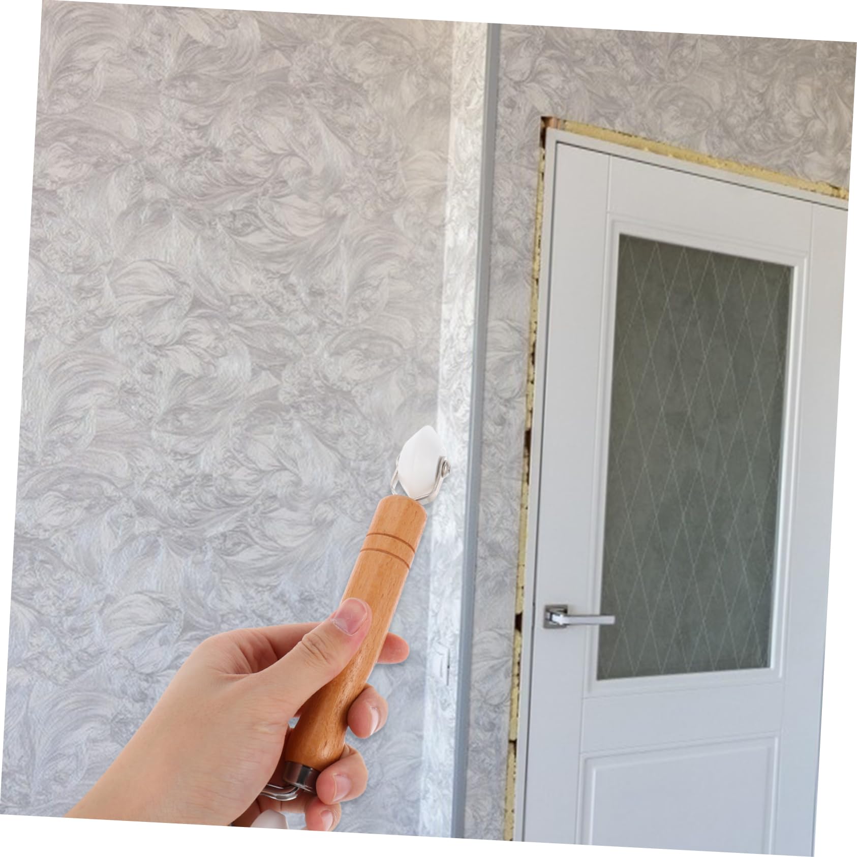 Rullo Pressione per Giunte da Parati Effetto Legno Bianco | Manico in Legno, Uso Flessibile e Sicuro, Adatto a Decorazione Auto e Casa