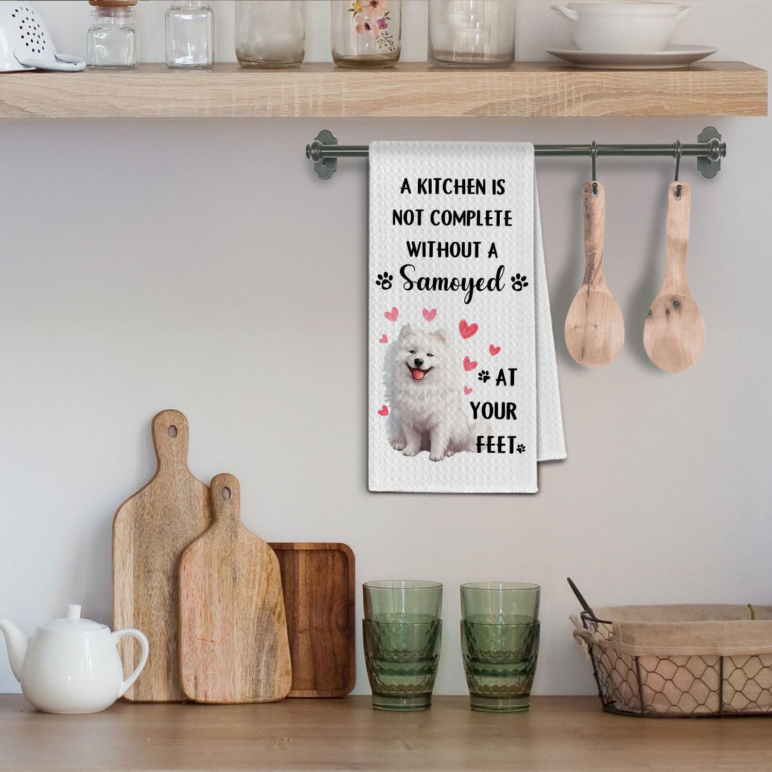 Samoyed Dog Kitchen Towels, A Kitchen is Not Complete Without A Samoyed Gifts for Women Dish Towels, Dog Lover Mom Owner Gifts Decorative Hand Towel, 16x24 Inch - Image 4