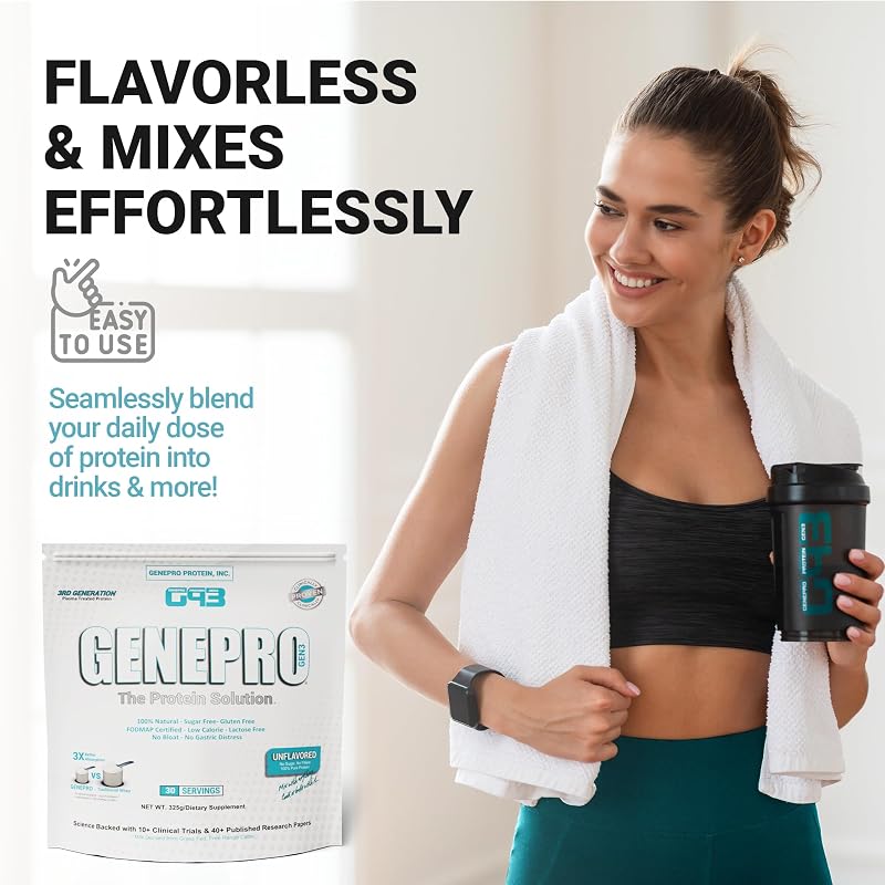 GENEPRO GEN. 3 Unflavored Protein Powder - New Formula - Lactose-Free, Gluten-Free, & Non-GMO Whey Isolate Supplement Shake (3rd Generation, 30 Servings) image 7