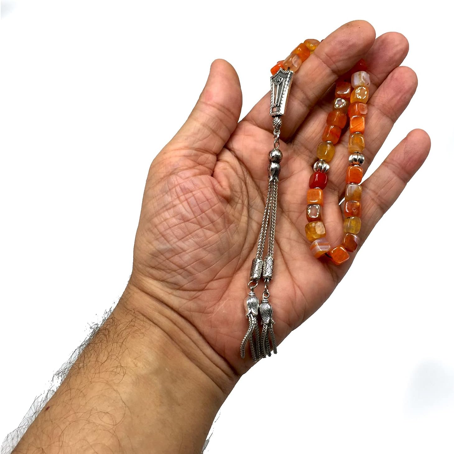 Orange Square Agate 8 mm 33 Bead Prayer Beads