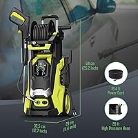 Vista 2 de Lavadora de presión ajustable con pantalla táctil de lavado a presión con 4 boquillas de conexión rápida, manguera de entrada y filtro, cañón