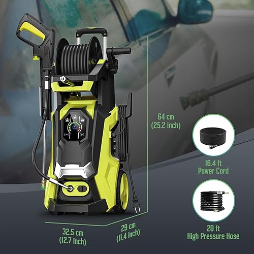 Miniatura 2 de Lavadora de presión ajustable con pantalla táctil de lavado a presión con 4 boquillas de conexión rápida, manguera de entrada y filtro, cañón de