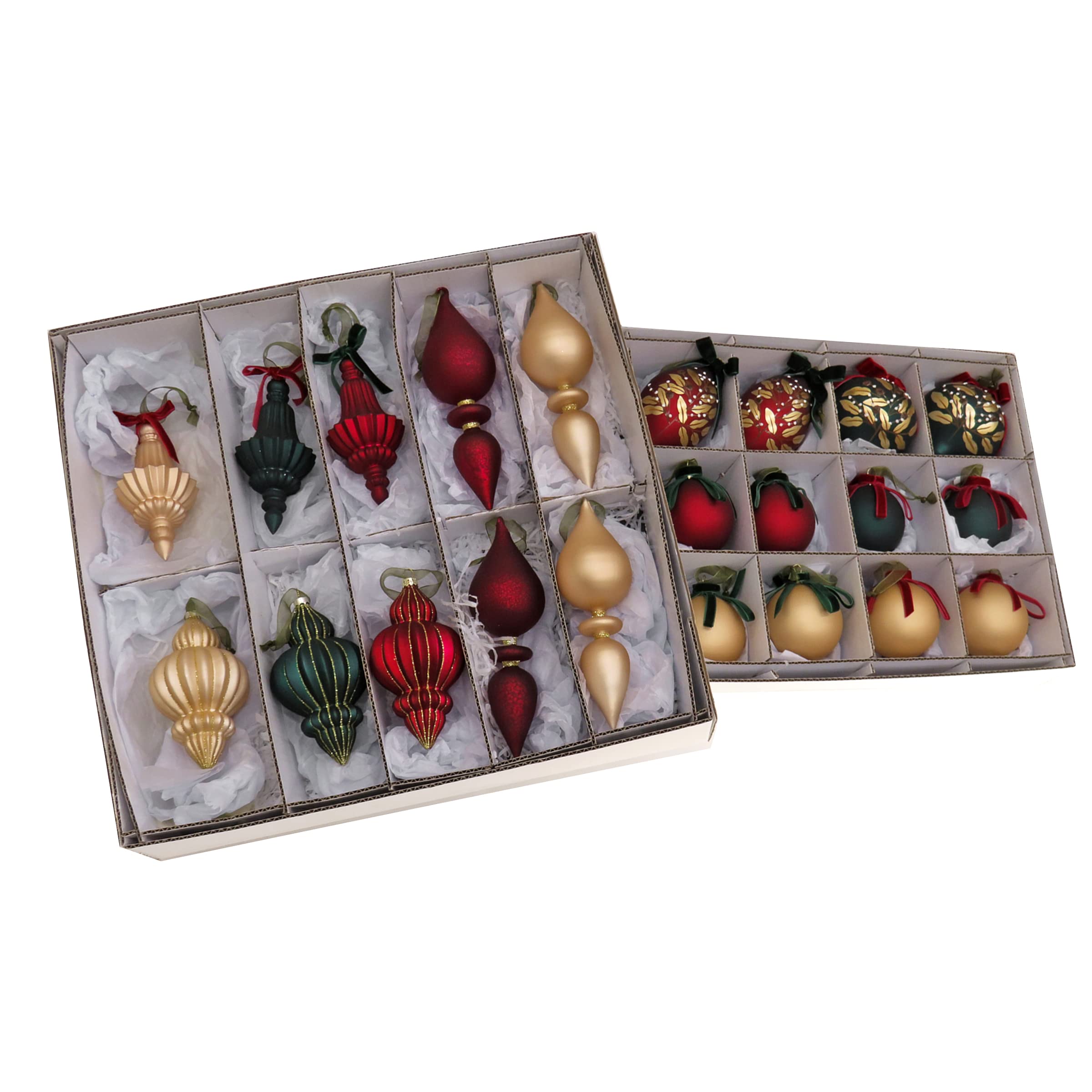 HGTV Home Collection Set of 24 Holiday Romance Ornaments, Red, 9in