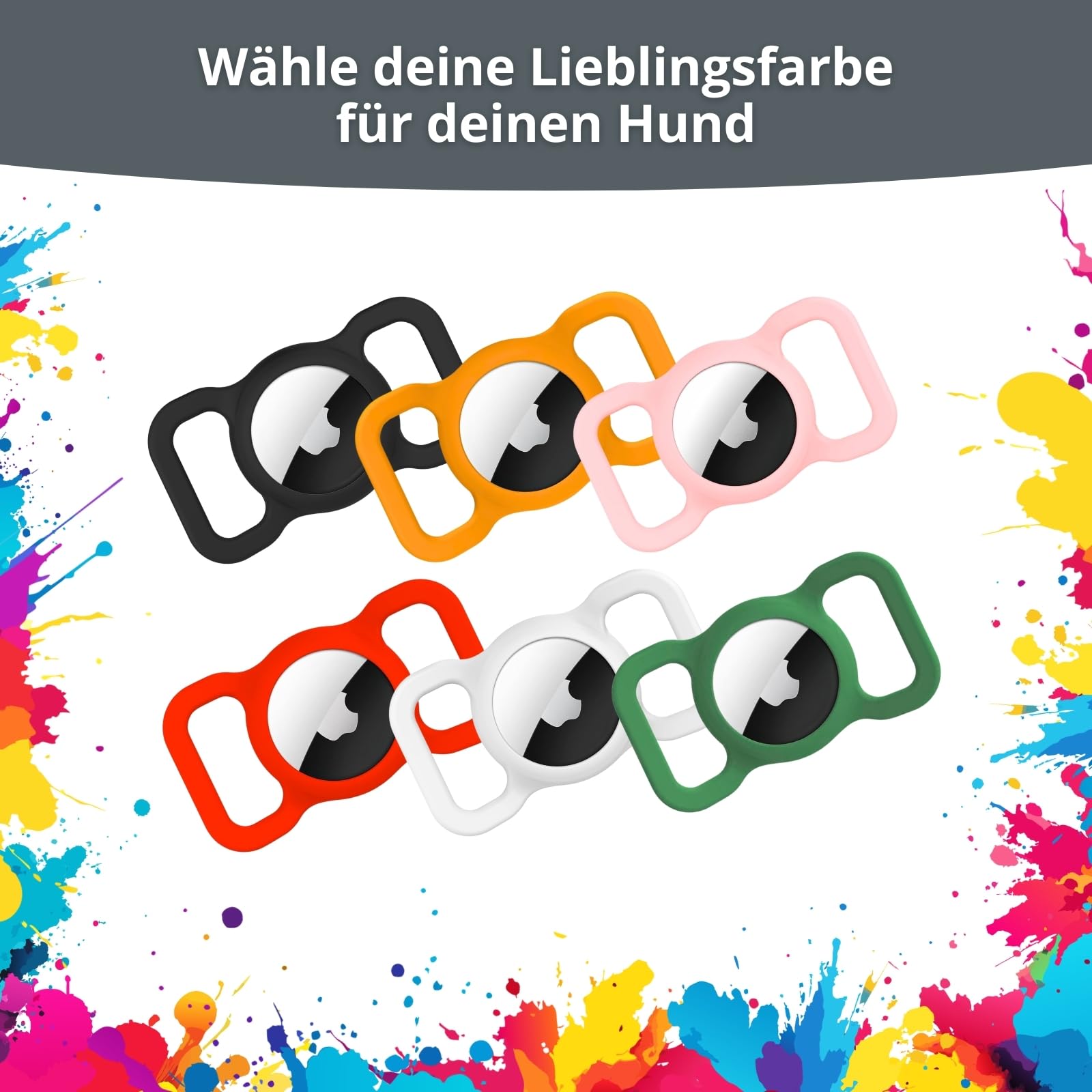 Hundehalsband Halter für AirTag - Hülle GPS Tracker für Haustiere - Silikon Anti-Lost Hund Katze Halsband Schutzhülle Airtags - Klein und Kompakt (Schwarz)