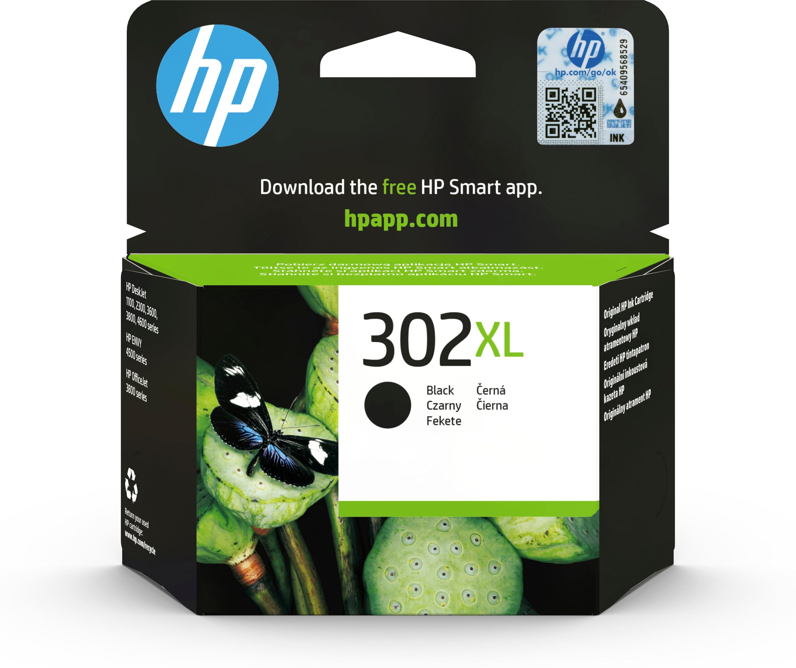 HP 302XL (F6U68AE) Original Druckerpatrone Schwarz mit hoher Reichweite für HP DeskJet 1110, 213x, 363x, HP ENVY 452x, HP OfficeJet 383x, 465x, 52x