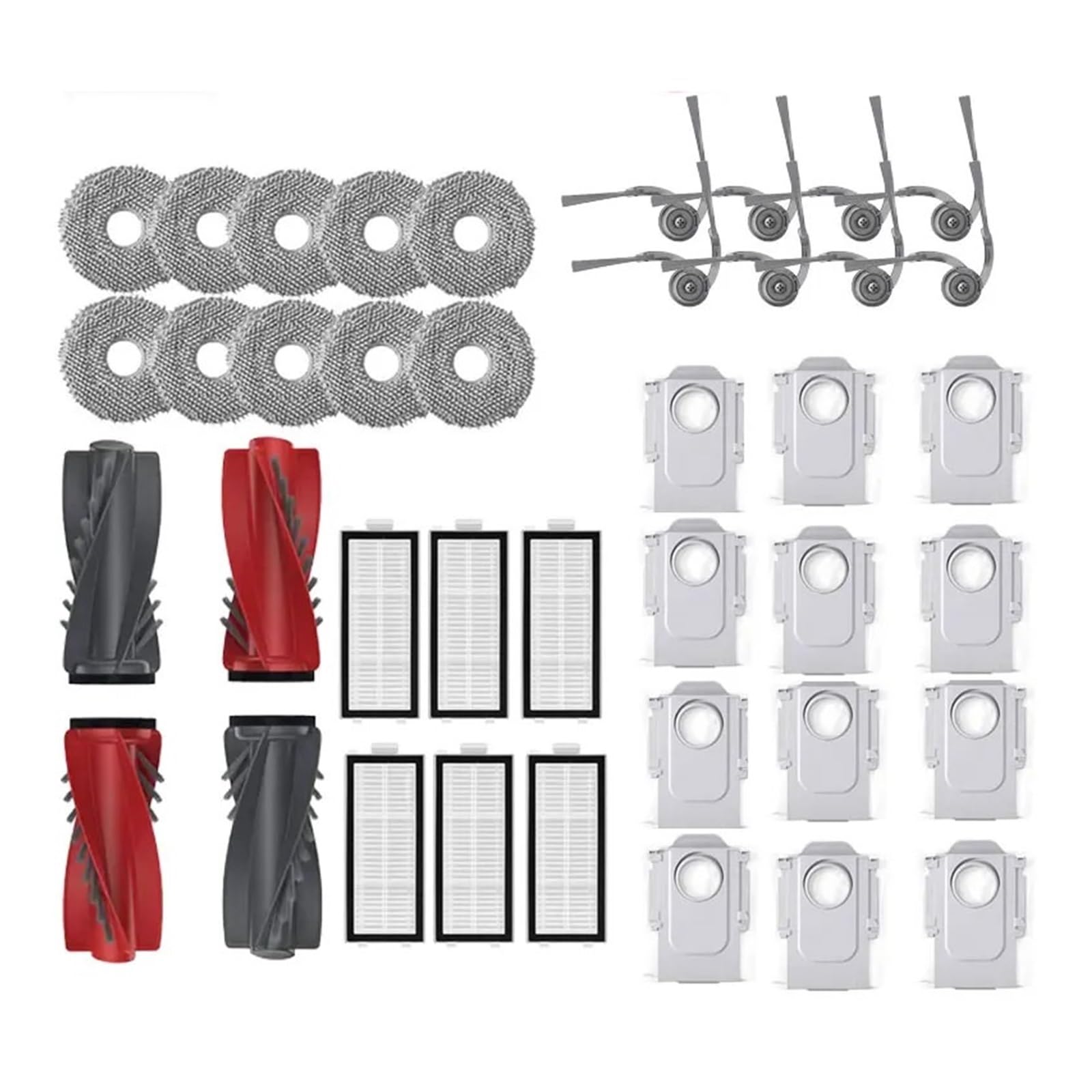 PORRSYDCD Main Roller Side Brush Hepa Filter Mop Cloth Dust Bag Accessories，Compatible With Roborock Qrevo Curv / P20 Pro Robot Vacuum Cleaner Parts(40pcs)