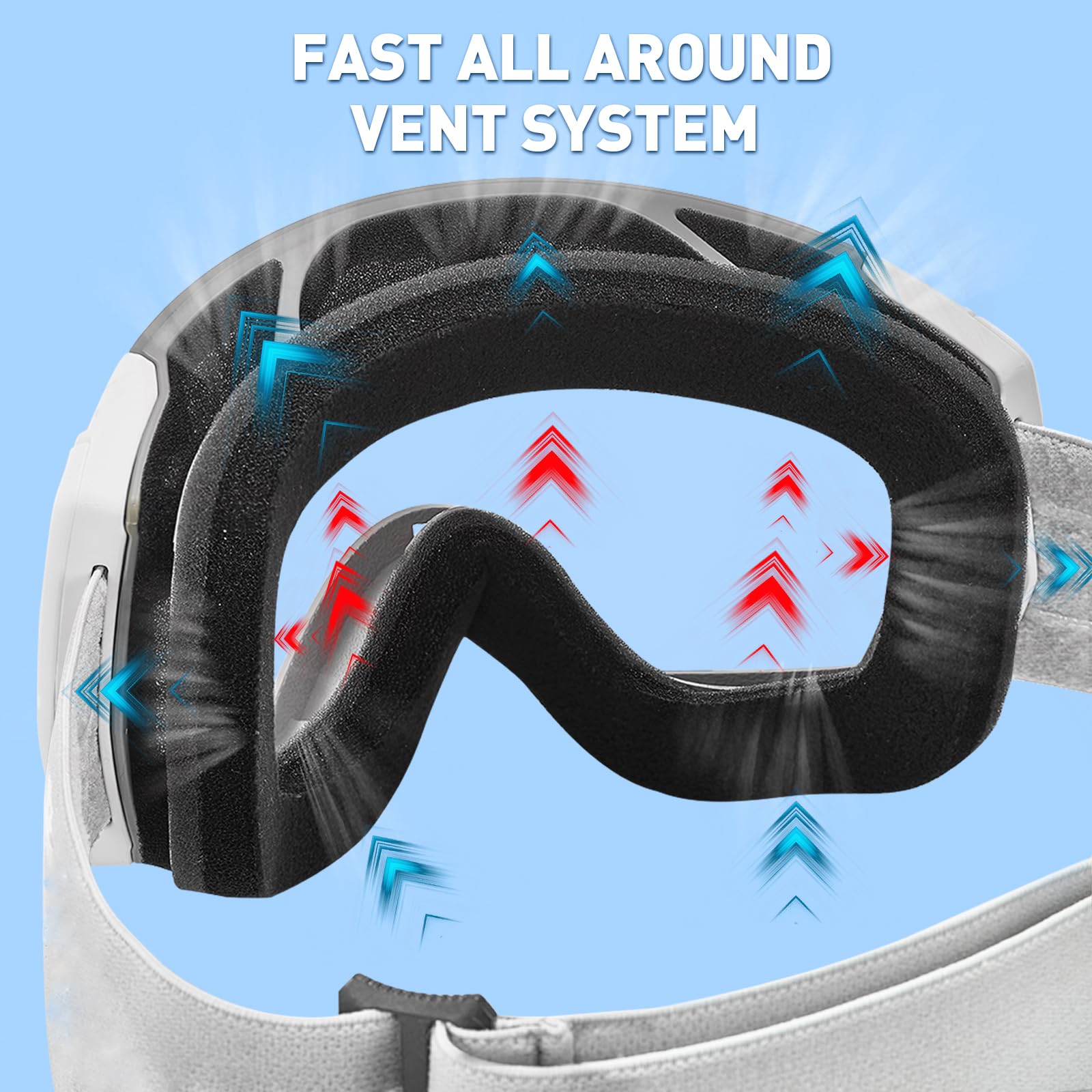 CARFIA Herren Damen Skibrille für Brillenträger 100% UV400-Schutz Schneebrille Skibrille Anti-Nebel Snowboardbrille Ski Goggles