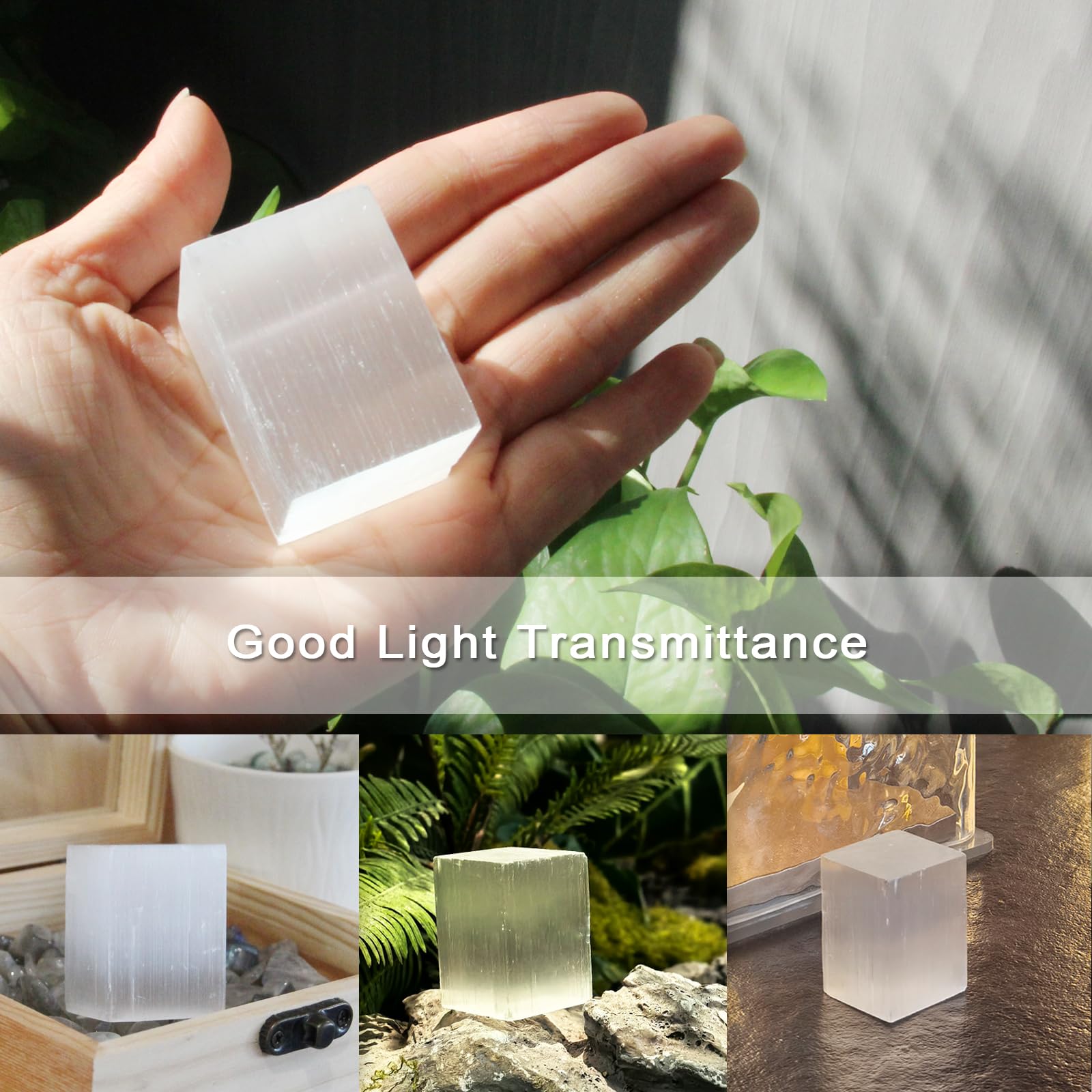 1 Pc Cubo di Selenite circa 70g, Pietra Energetica Tascabile di Selenite, Selezionata a Mano di Qualità Premium, Chakra, Guarigione, Energia Positiva