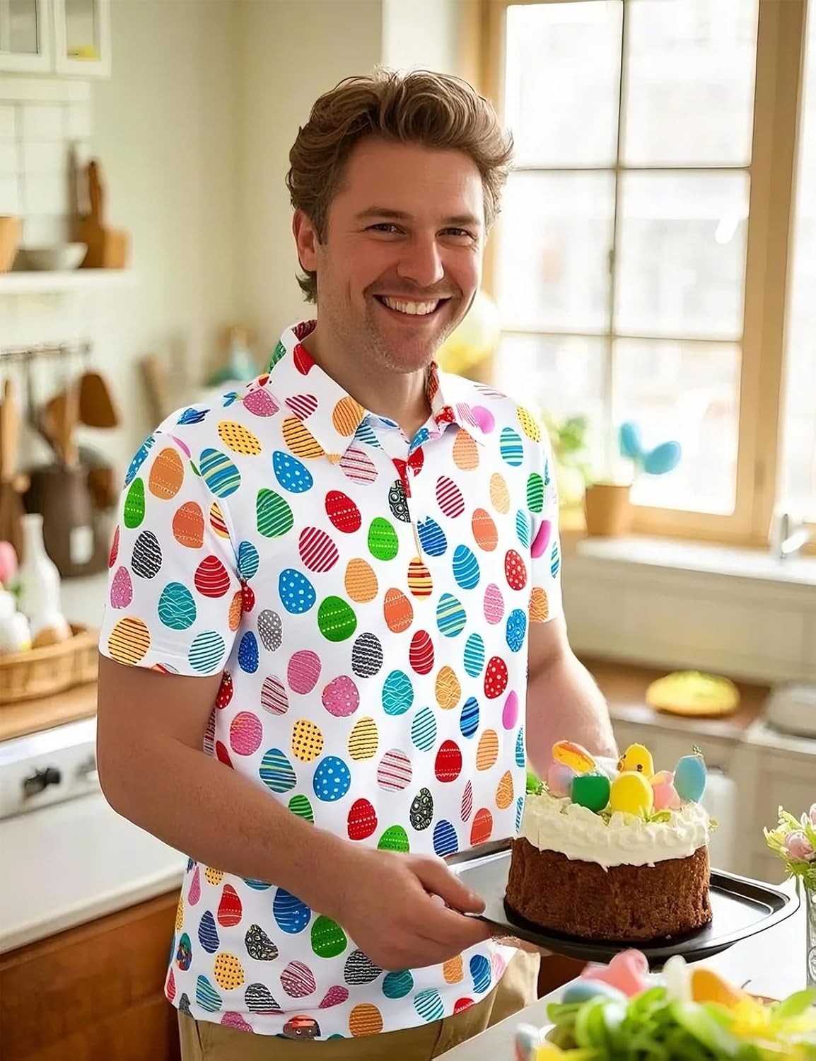 Funny World Men's 3D Pattern Printed Polo Shirts Short Sleeve Golf Shirt for Men - Image 3