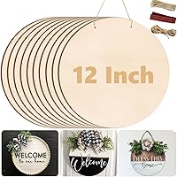 Brmeday 12 Inch Unfinished Wood Circles, 10 Pack Wood Rounds for Crafts, Cricut, Painting, Pyrography, Door Hangers & Holiday Decor
